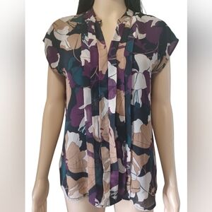Calvin Klein Sleeveless Dressy Blouse Abstract Floral